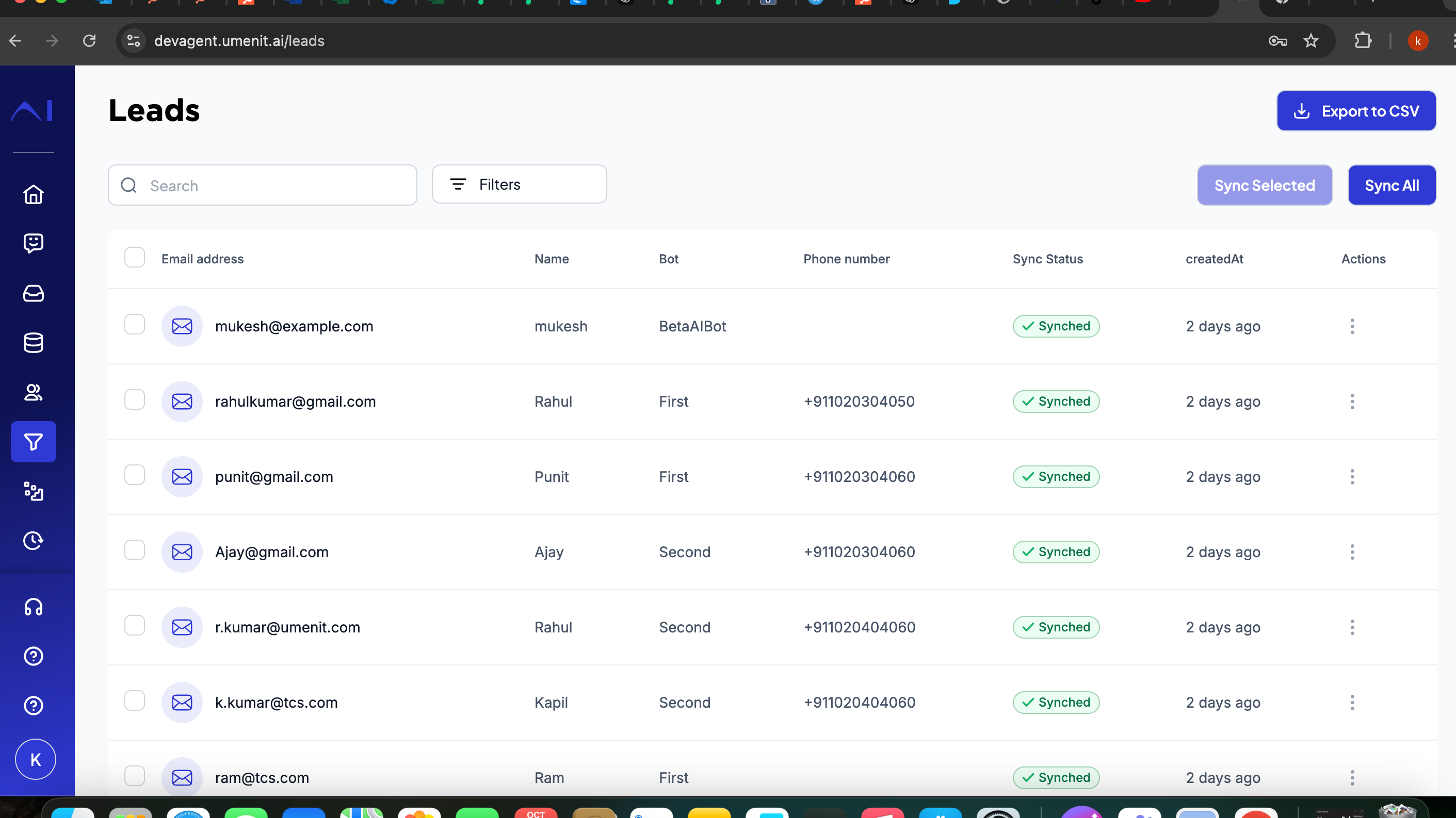 Umenbot captures the leads